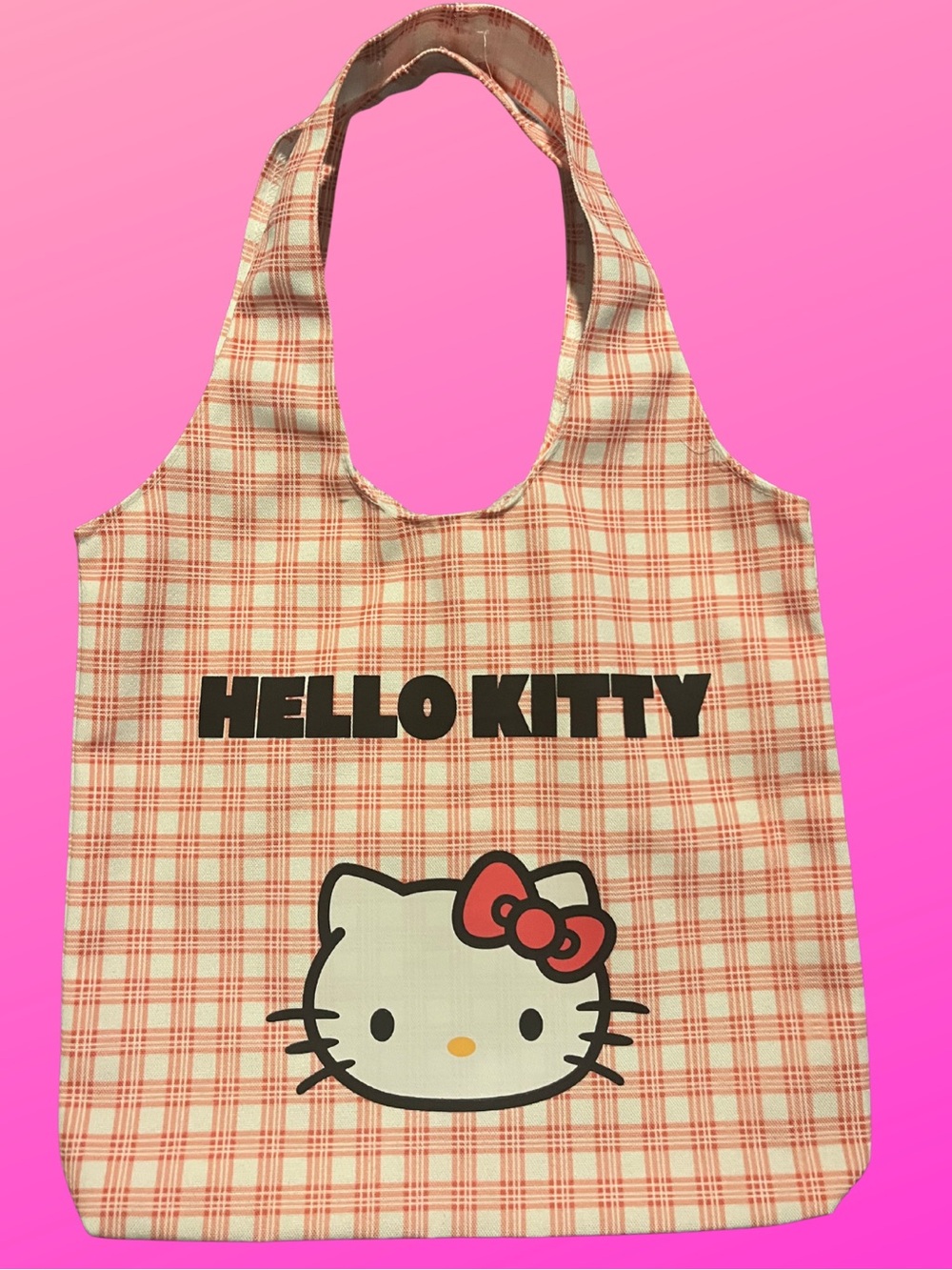Hello Kitty Red Plaid Tote Bag